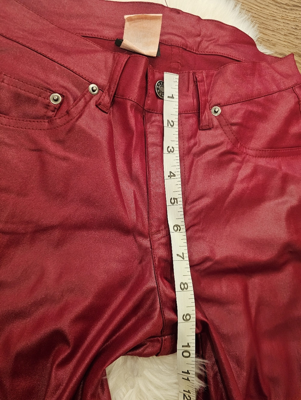 Vintage Low Rise Red Wine Coated Straight Leg Pants - Picture 7 of 9